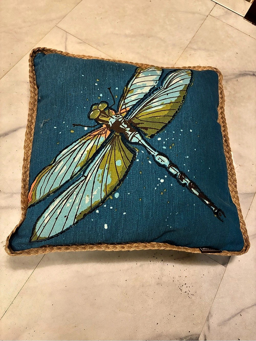 Teal Desert Dragonfly Outdoor/indoor Pillow by Allen & Roth